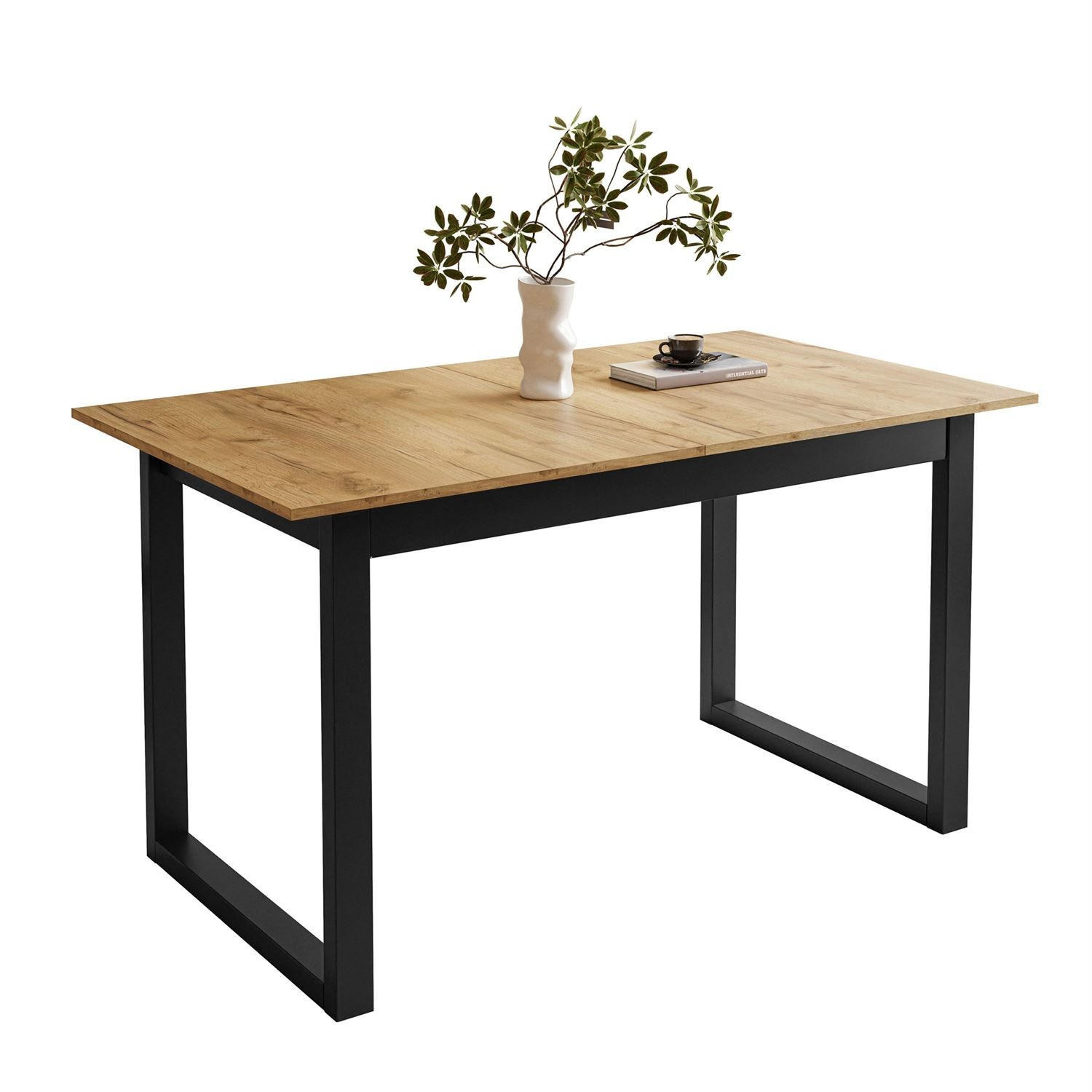 ESSTISCH ARTON II ausziehbarer Tisch 140-195 cm für 6-8 Personen - Eichefarben/Schwarz, Holzwerkstoff/Metall (140/80/77cm) - Lookway