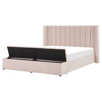 POLSTERBETT 160/200cm Pastellrosa Noyers - Pink, Textil (160/200cm) - Beliani