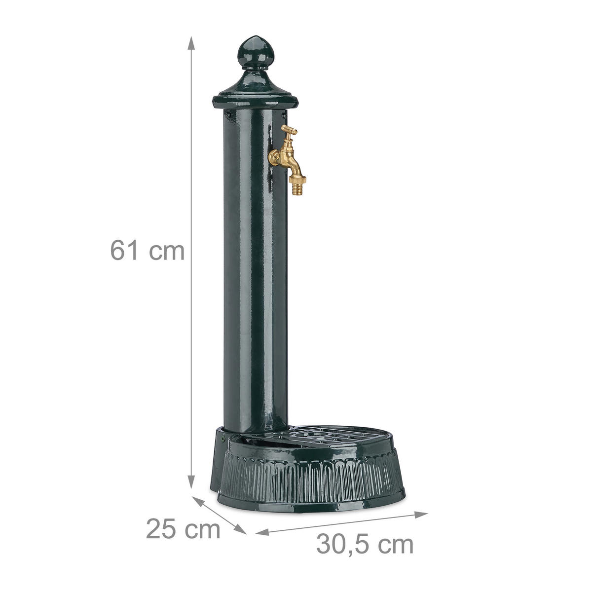 STANDBRUNNEN - Dunkelgrün, Metall (30.5/25/61cm) - Relaxdays