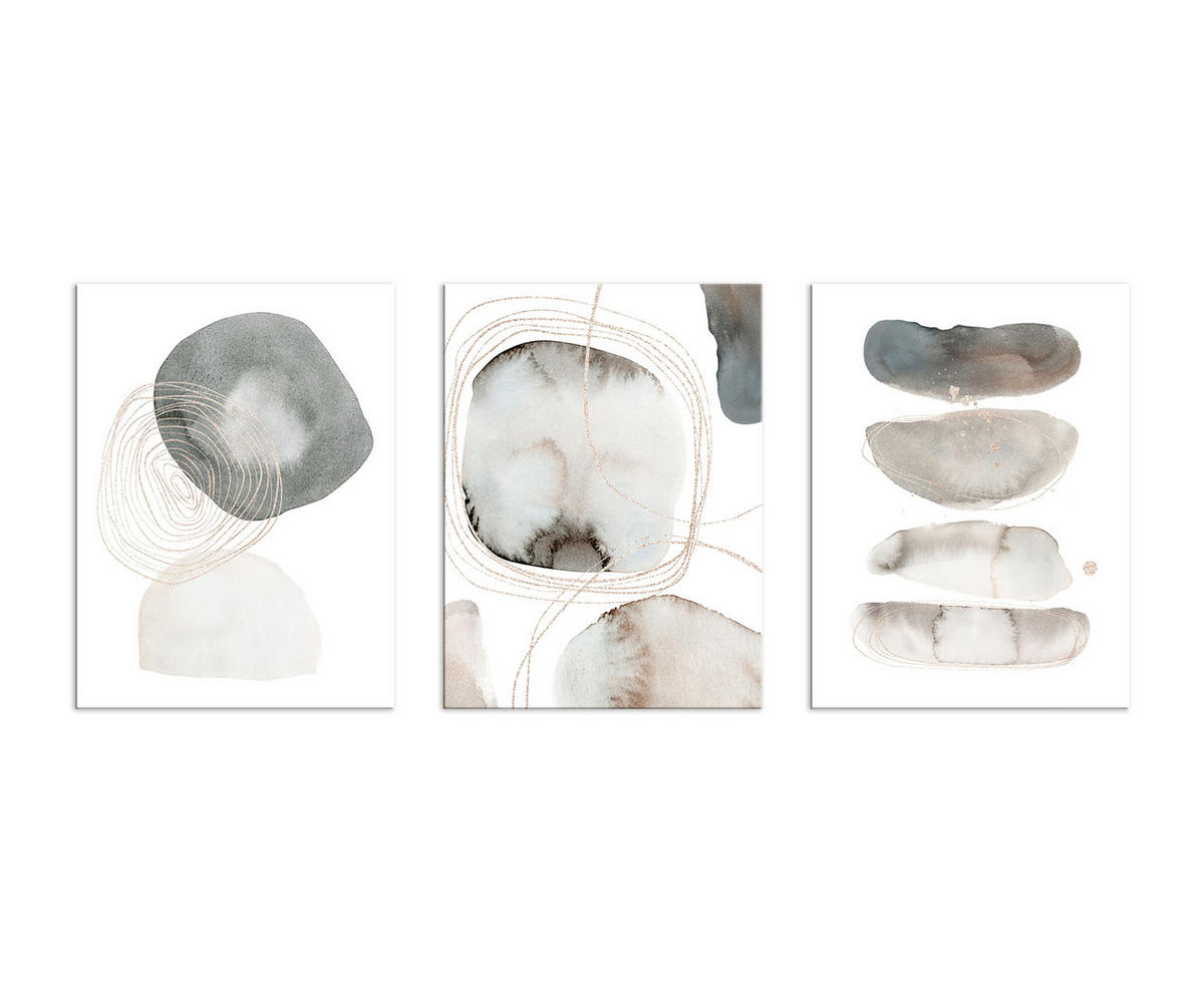 BILDERSET 3er-Set 30x40 cm abstrakte Kunst - Beige, Kunststoff (30/40cm) - artissimo
