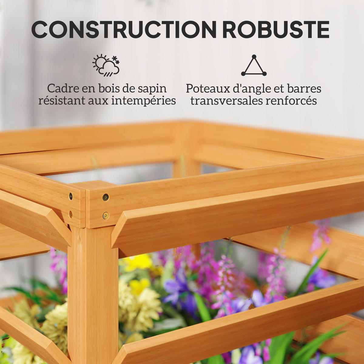 HOCHBEET DE-12236 mit Rankgitter 65/65/73 cm Hellbraun - Braun, Holz (65/73/65cm) - ComfortXL