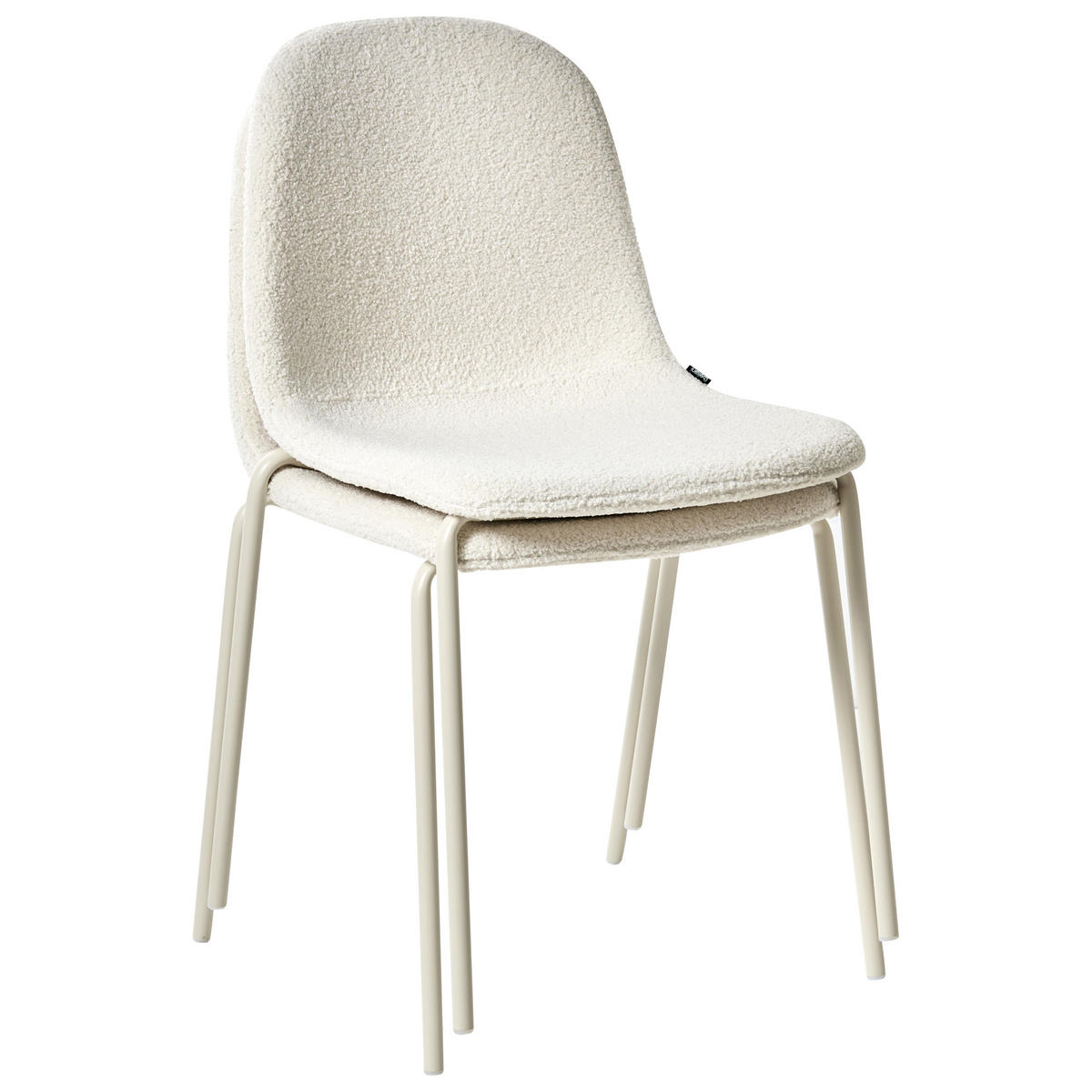 KONFERENZSTUHL 2er-Set Bouclé Cremeweiß Loma - Weiß, Textil (50/85/55cm) - Beliani
