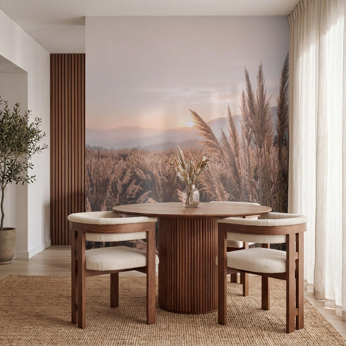 TAPETE - Gras - Feld - Sonne - Natur - 200x240 cm - Sandfarben, Papier (200/240cm) - OnlyWow