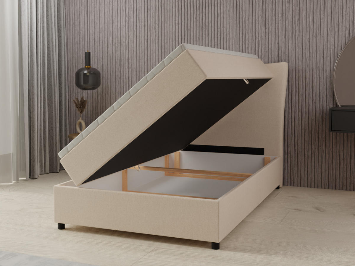 BOXBETT Nevada 120x200 cm Polsterbett mit hochwertiger Bonell-Matratze und Topper -Dunkelgrau - Anthrazit, Holz (120/200cm) - Homesy