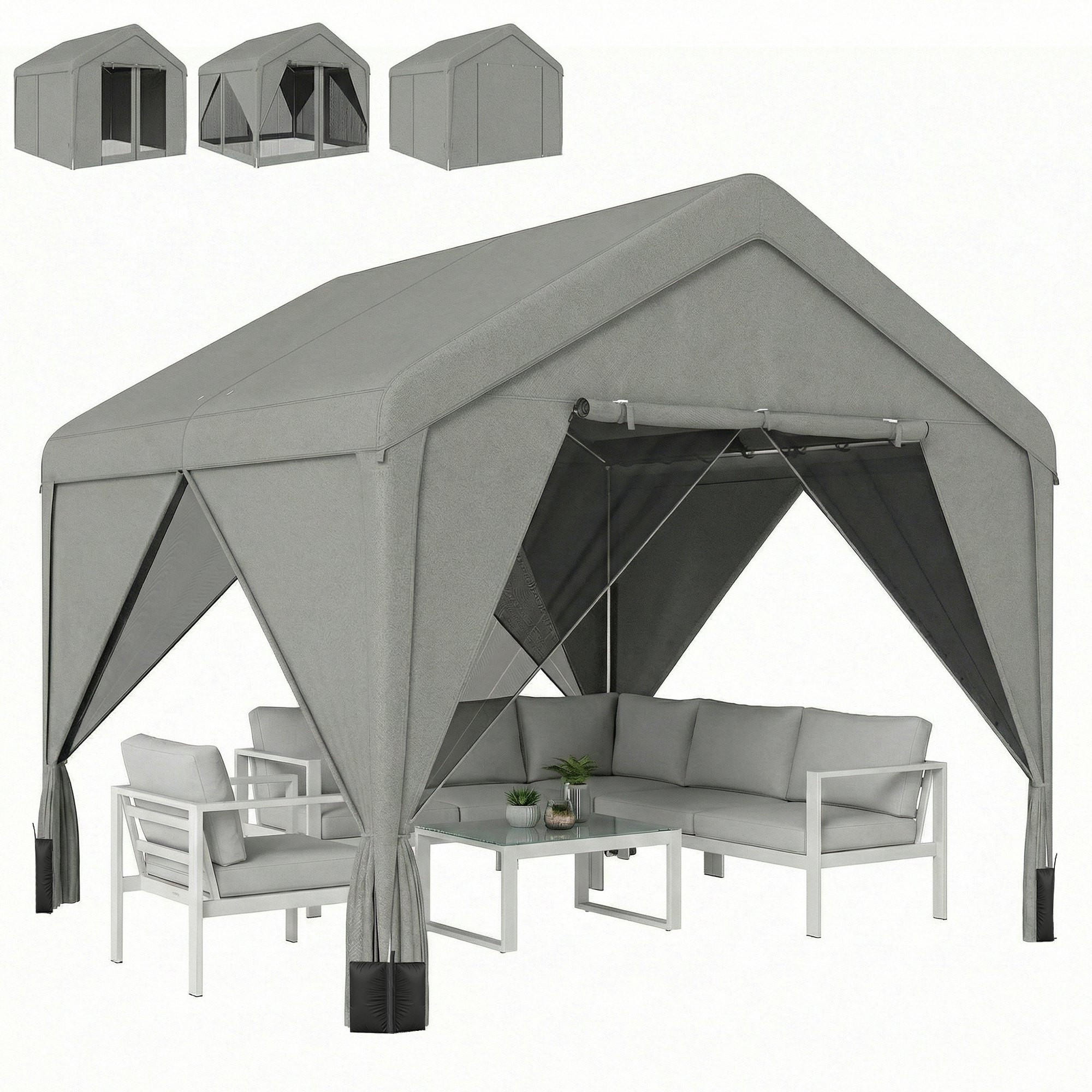 PAVILLON Grau 1 Stück - Grau, Metall (295/278/300cm) - GiPP