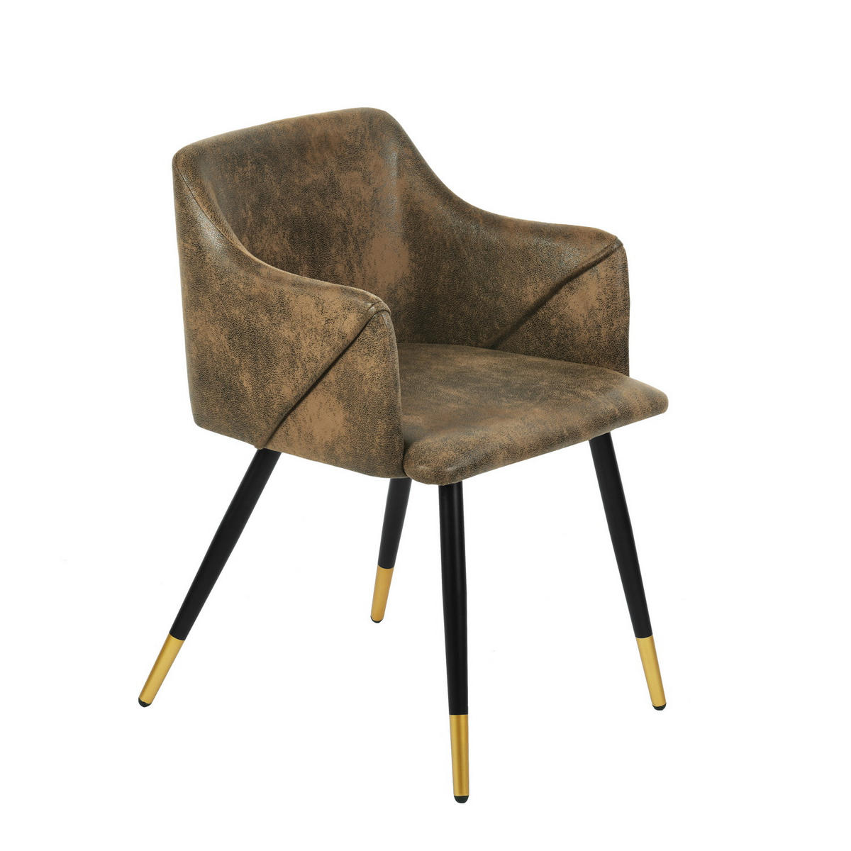 ARMLEHNSTUHL-SET 2 Stück in Samt Metallbeine - Braun, Holz/Textil (52/83/50cm) - Urban Meuble