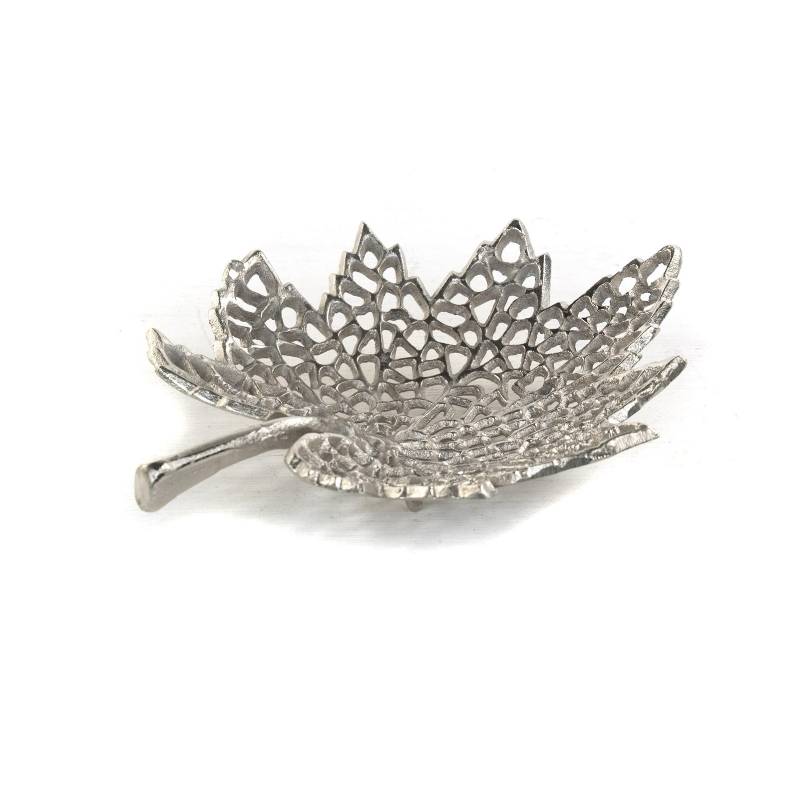 DEKO-SCHALE Leaf 30 Metall Silber - Silberfarben, Metall (22cm) - DESIGN DELIGHTS