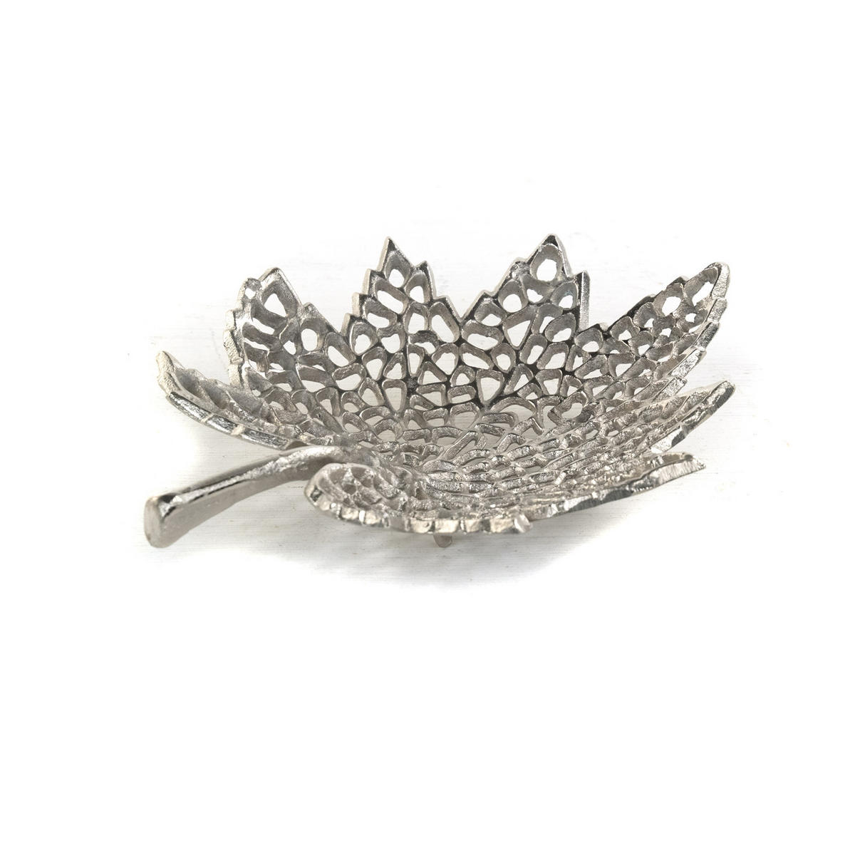 DEKO-SCHALE Leaf 30 Metall Silber - Silberfarben, Metall (22cm) - DESIGN DELIGHTS