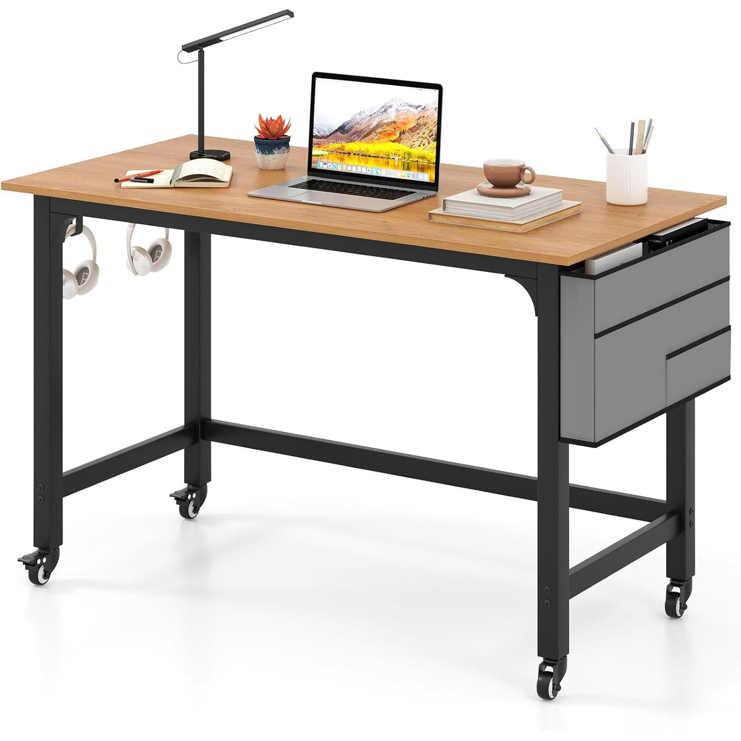 Costway Computertisch Natur 120x76x60 cm