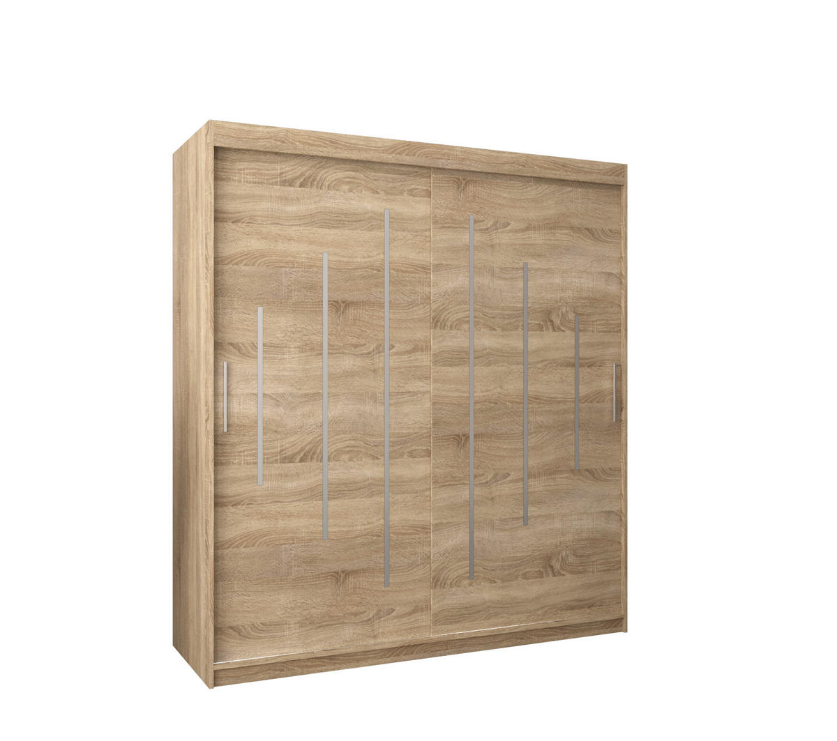 SCHWEBETÜRENSCHRANK 200/180/62 2-türig - Silberfarben/Sonoma Eiche, Holz/Kunststoff (180/200/62cm) - Abiks Möbel