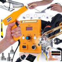 LÖTSTATION 858D Hot-Air, 700 W, 100-500 °C, 3 Düsen, LÖTKOLBEN, TACKER, 200 Klammern, Koffer Set - Multicolor, Kunststoff/Metall (20/30/30cm)