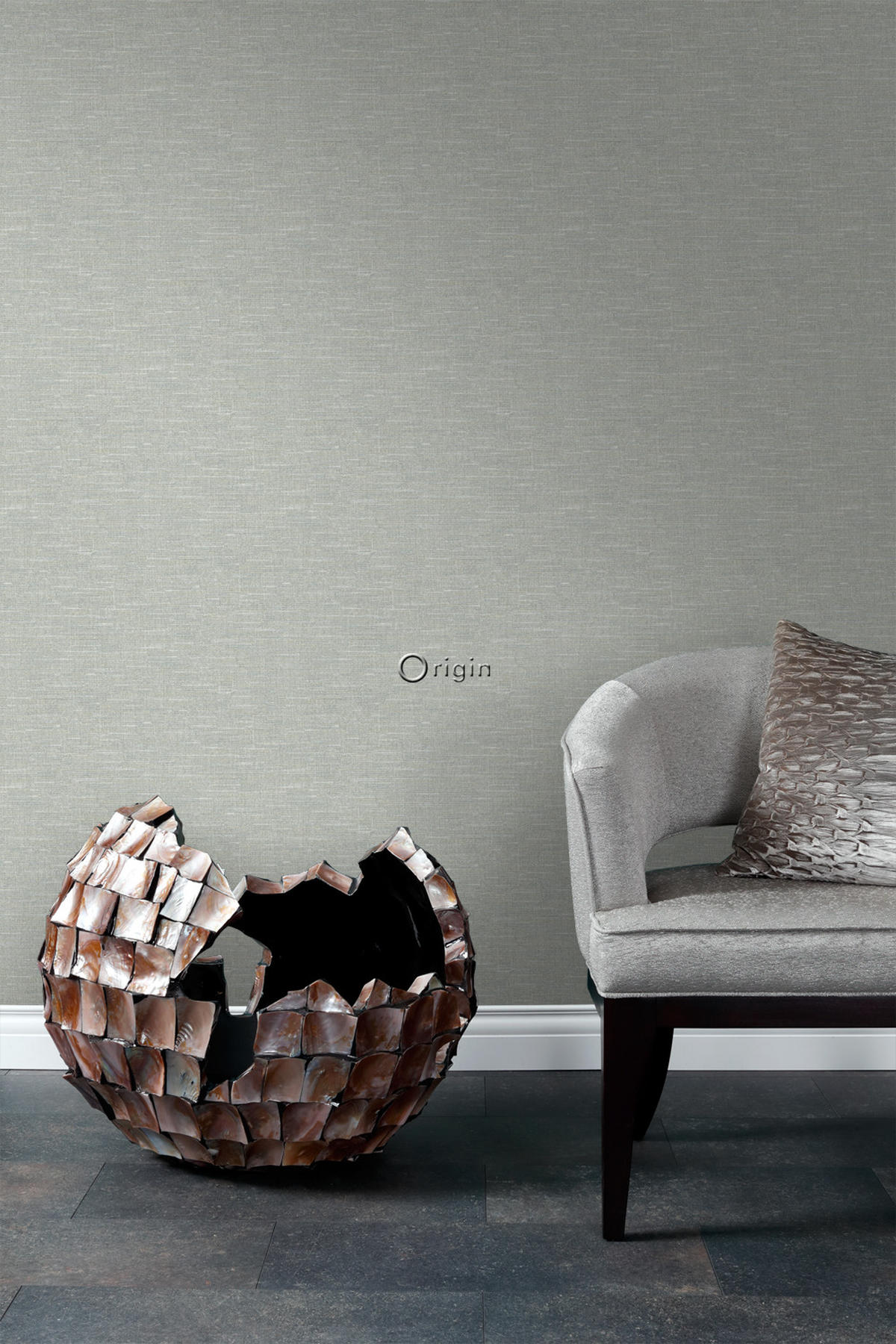 TAPETE Leinen-Optik 53 cm x 10.05 m - Grau, Papier (53/1000cm) - Origin Wallcoverings
