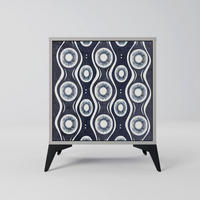 SIDEBOARD GRAPHITE EYES, Grau, 57,5x42x70,5 cm, Schwarze Metall-Sternfüße - Multicolor/Schwarz, Holzwerkstoff/Metall (57.5/70.5/42cm) - SpaceRebels