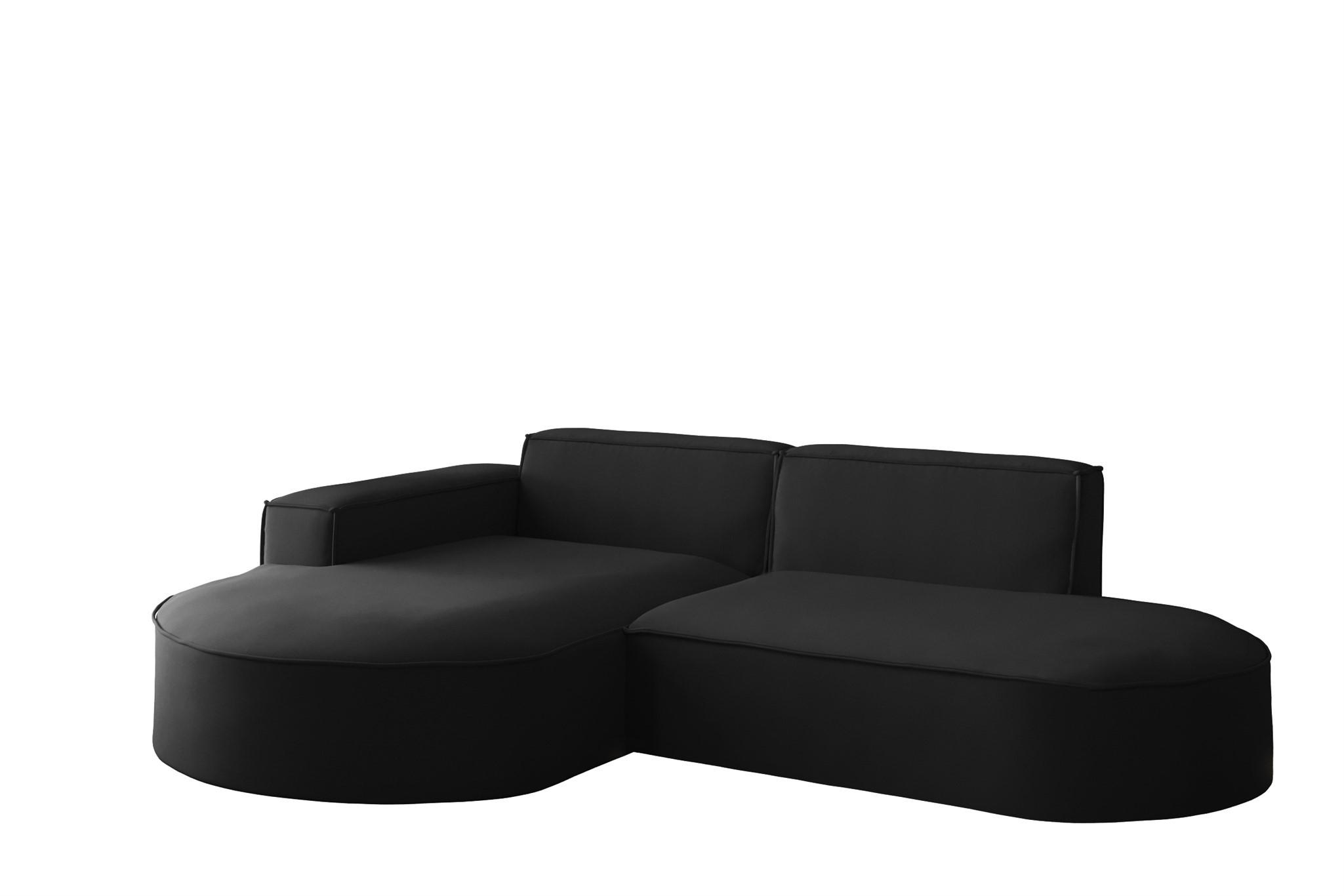 ECKSOFA Palma Xs Ottomane Opera Velvet - Schwarz, Holzwerkstoff/Textil (236/165cm) - Fun Möbel