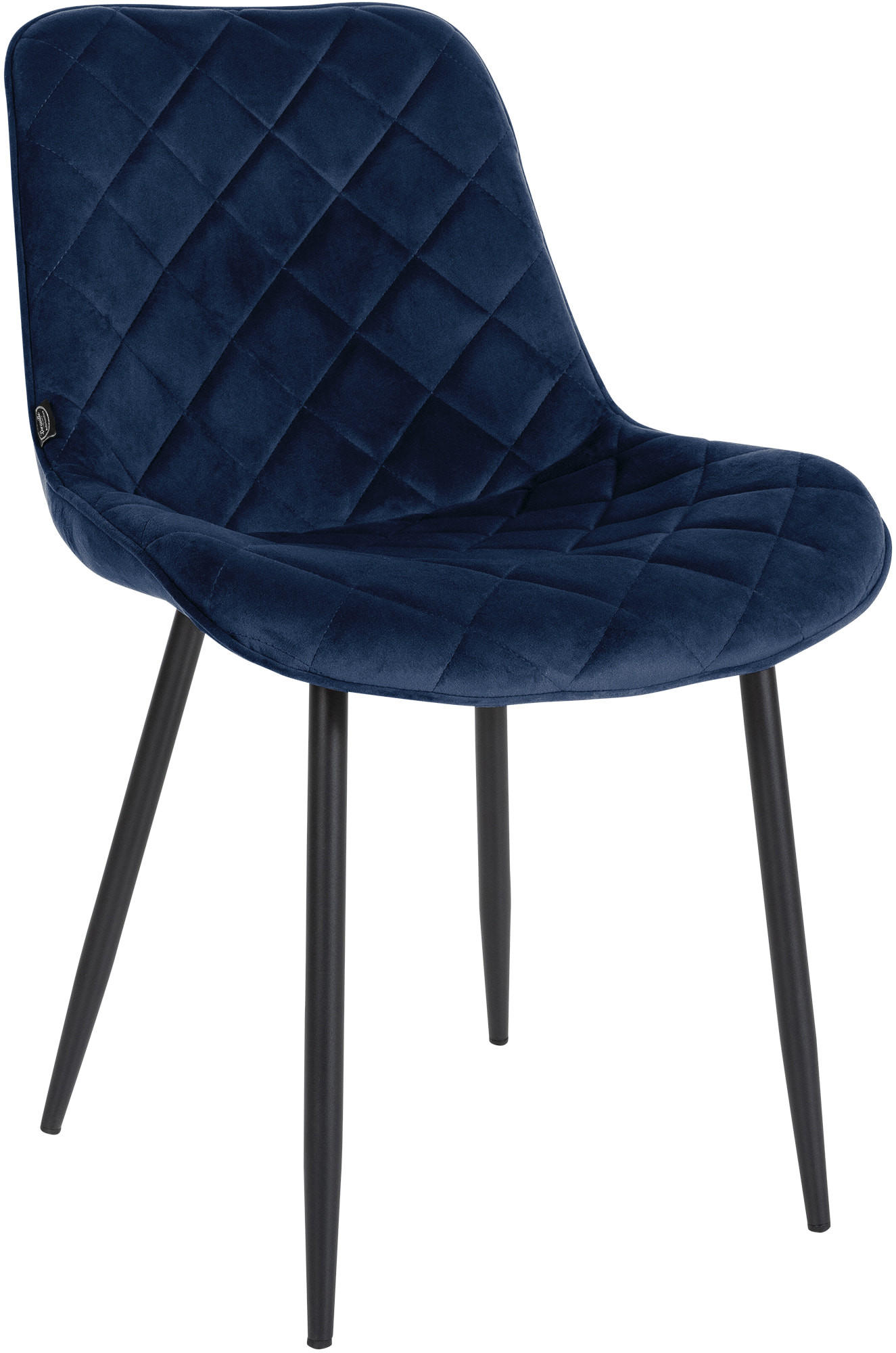 STUHL Samt Blau - Blau/Schwarz, Textil/Metall (53/82/60cm) - CLP