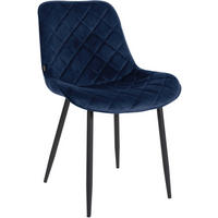 STUHL Samt Blau - Blau/Schwarz, Textil/Metall (53/82/60cm) - CLP