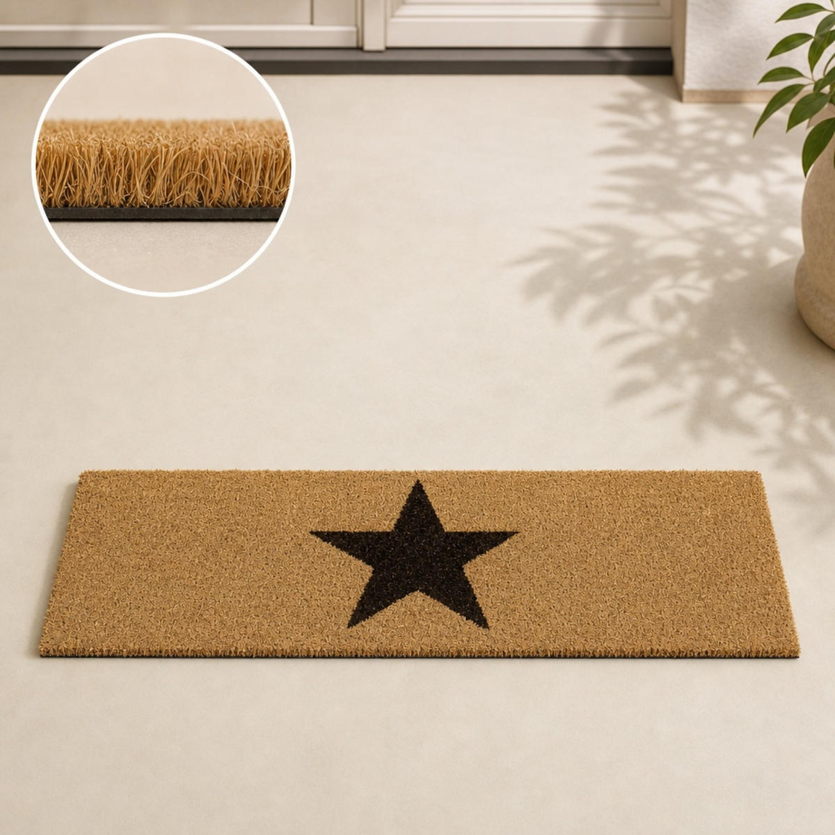 ROHOŽKA přírodní úzká kokosová guma hvězda 75x25 cm - světle hnědá, textil/plast (75/25cm) - Relaxdays