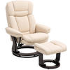 RELAXSESSEL mit Hocker, 360°drehbarer, Kunstleder, Cremeweiß - Creme, Leder (86/107/83cm) - HOMCOM