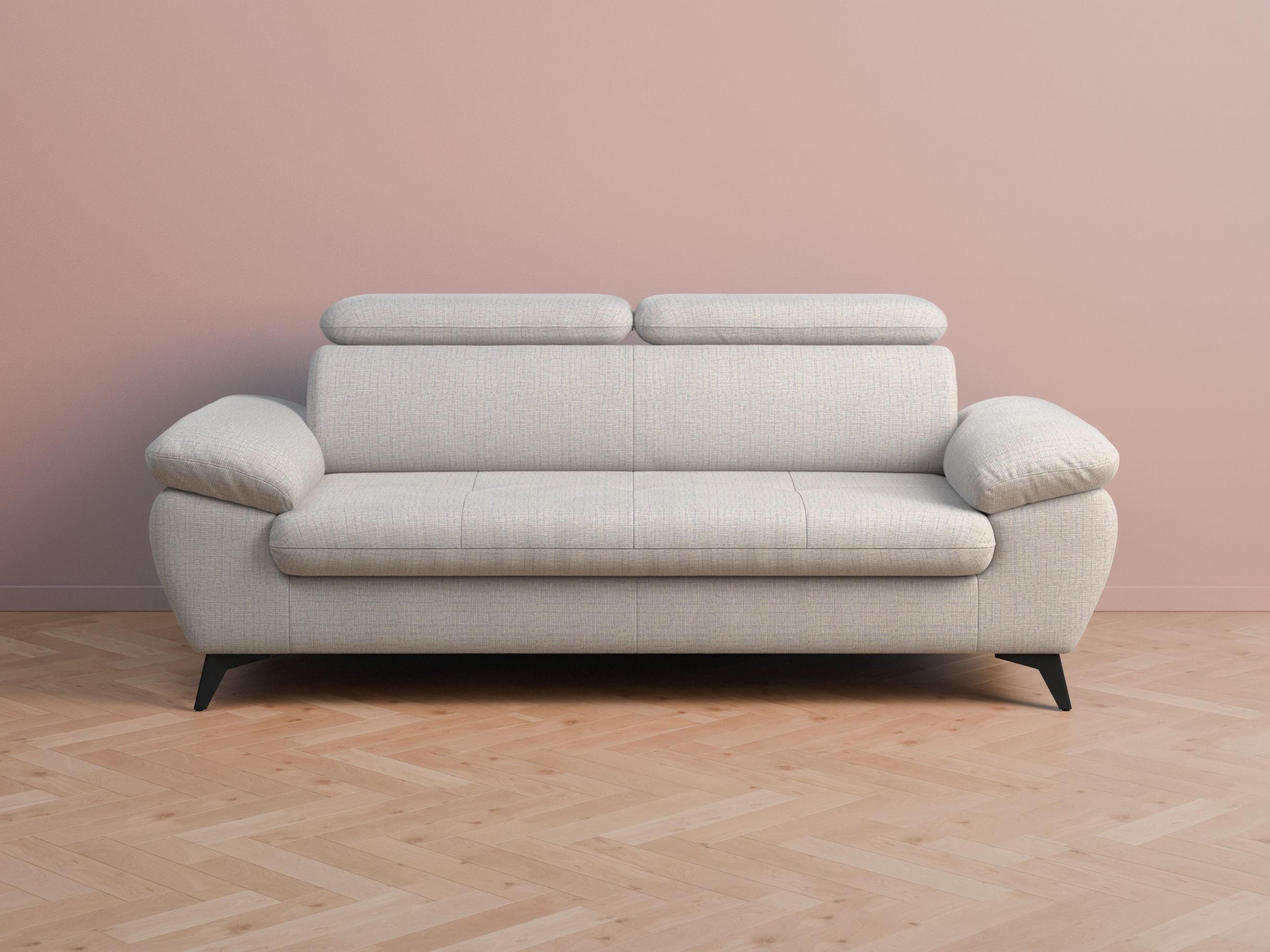 3-SITZER Karlstad Chenille Beige verstell. Kopfstützen B 215 cm - Creme, Kunststoff/Textil (215/84/100cm) - foamnova