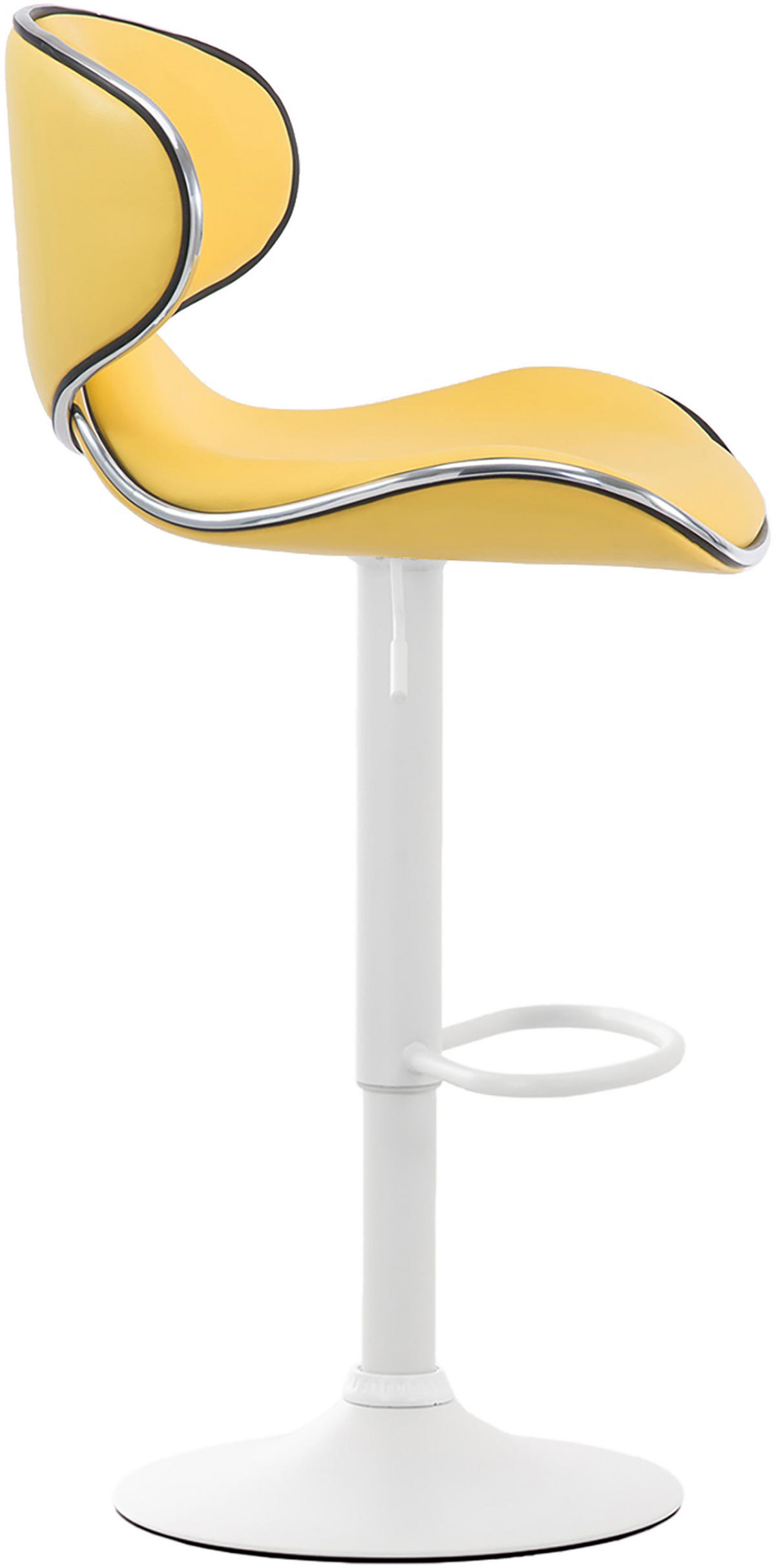 BARHOCKER 2er Set Las-Mallorcas Kunstleder weiß gelb - Gelb/Weiß, Kunststoff/Metall (46/108/49cm) - TPFLiving