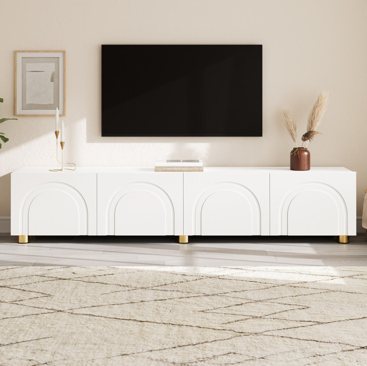 TV-SCHRANK mit 4 Türen 180 x 35 x 40 cm Weiß - Weiß, Holzwerkstoff (35/40/180cm) - Beauniv