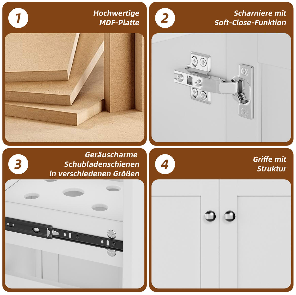 WASCHTISCH Keramik & MDF 76x47x86 cm Weiß freistehend mit Stauraum und Soft-Close - Weiß, Keramik (76/86/47cm) - Modfu