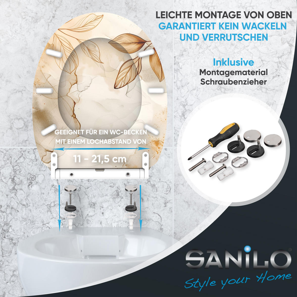 WC-SITZ mit Absenkautomatik & Top Fix Faylora - Orange, Holzwerkstoff (37.7/5.5/48cm) - Sanilo