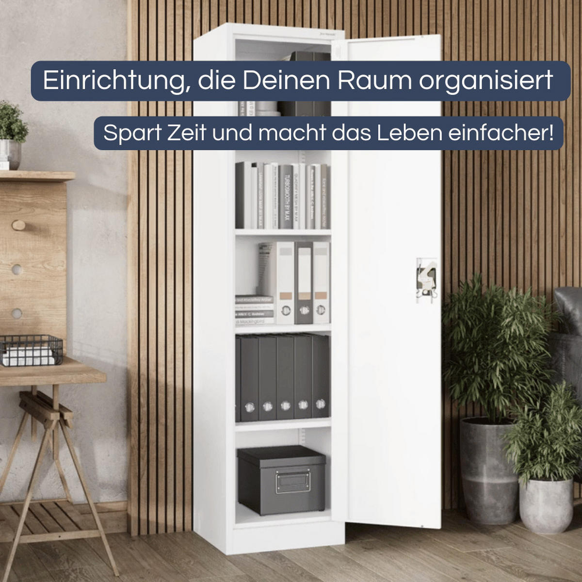 AKTENSCHRANK abschließbar KADO mit Flügeltüren 185x45x40cm Weiß - Weiß, Metall (45/185/40cm) - DELUKE