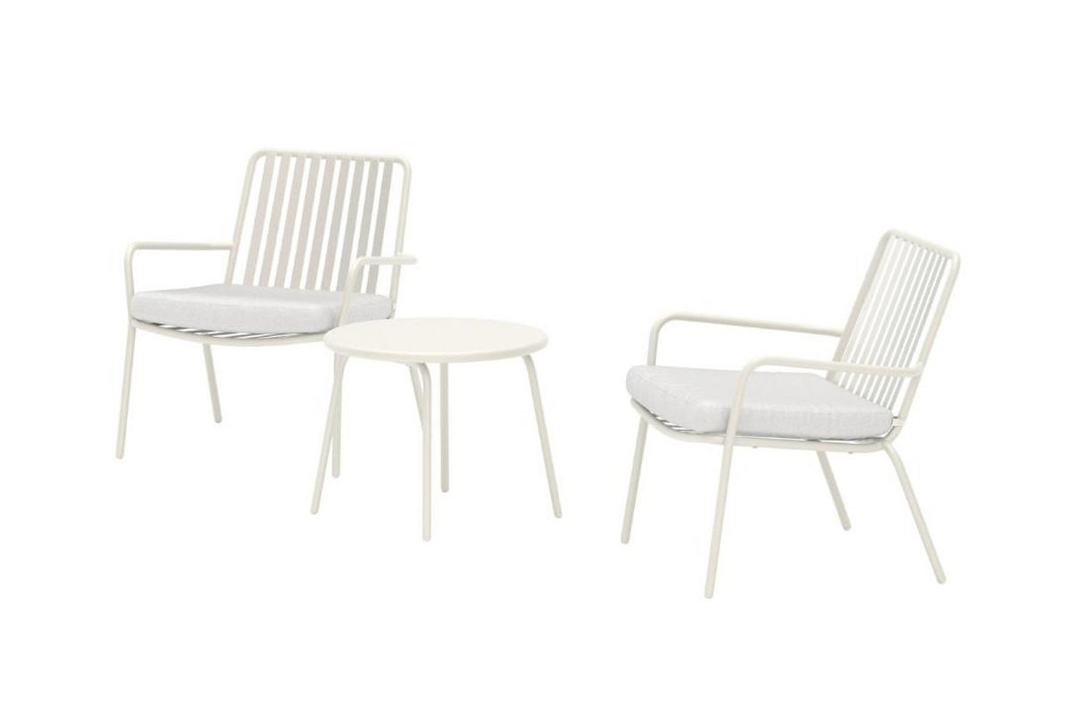LOUNGE-SET, Mykonos, Beige, Stahl, 50 x 50 x 40 cm, 3-teilig - Beige, Metall - ebuy24