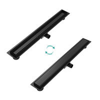 DUSCHRINNE Edelstahl Schwarz 80 / 11 cm - Schwarz, Metall (11/9/80cm) - EMKE