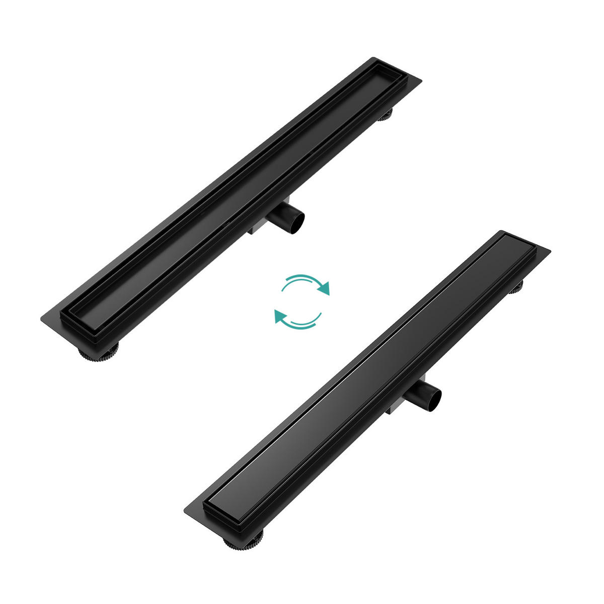 DUSCHRINNE Edelstahl Schwarz 80 / 11 cm - Schwarz, Metall (11/9/80cm) - EMKE