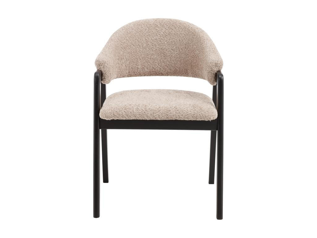 STUHL mit Armlehnen 2er-Set - Bouclé-Stoff & Kautschukholz - Taupe & Schwarz - SOLUNA - Schwarz/Braun, Textil (53.5/82/56cm) - Vente-Unique