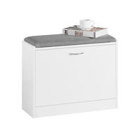 SCHUHBANK Weiß - Weiß/Grau, Holzwerkstoff (60/47/24cm) - SoBuy