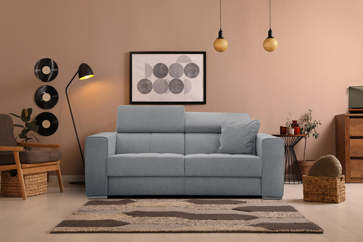 SOFA QUARTZ 3-Sitzer, grau - Grau, Holzwerkstoff/Textil (202/80/102cm) - Courtois Laville