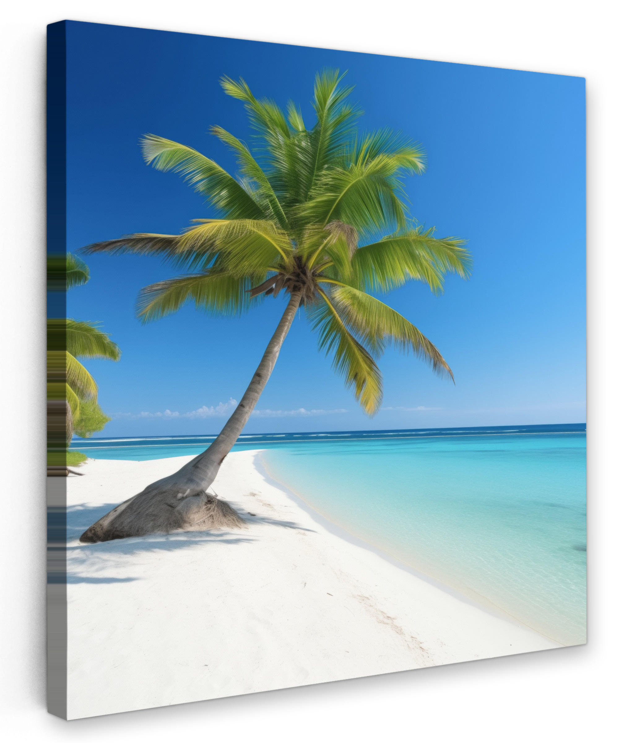 LEINWANDBILD Strand - Palme - Tropisch - Meer 20x20 cm - Grün, Textil (20/20cm) - MuchoWow