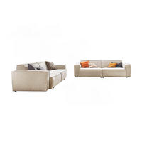 SITZGRUPPE SAMU Beige Webstoff (2er-Set) - Greige/Beige, Kunststoff/Textil (256/72/106cm) - KAWOLA