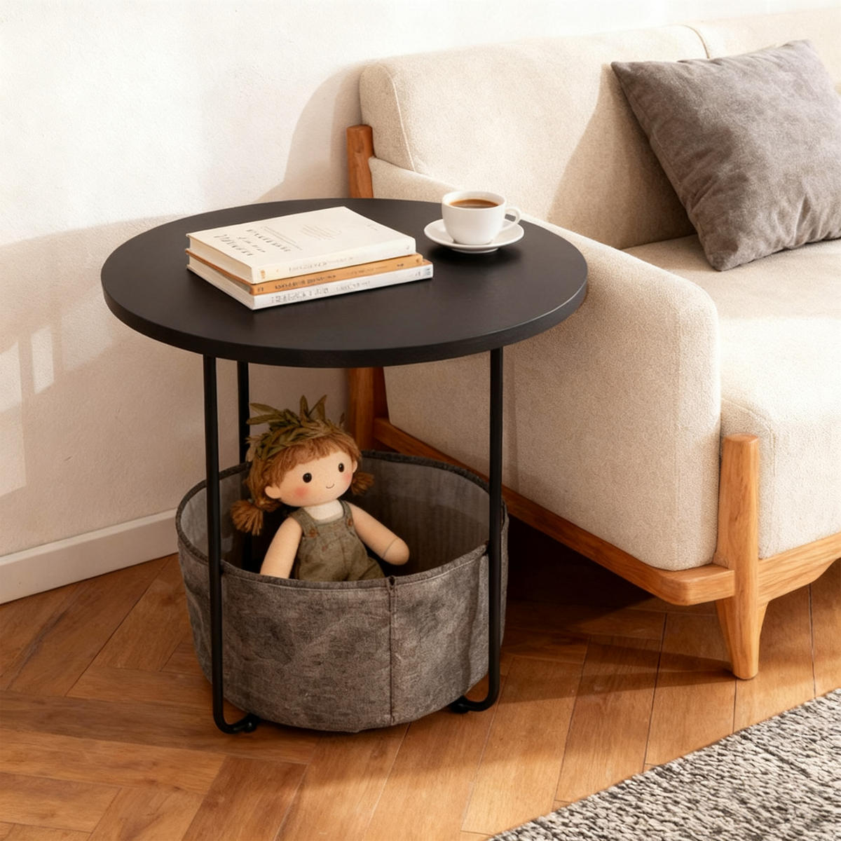 BEISTELLTISCH - Multicolor, Holzwerkstoff/Textil (45/45/50cm) - Relaxdays