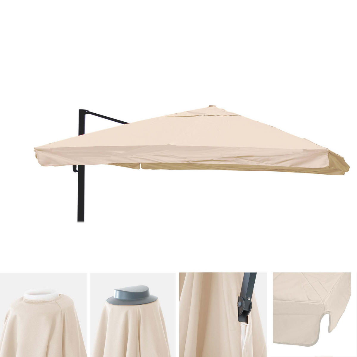 ERSATZ-BEZUG FÜR SCHIRM I Cremeweiß - Weiß, Textil (295/295cm) - MCW