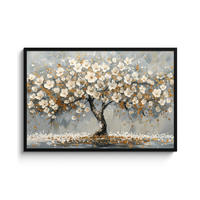 POSTER MIT RAHMEN Baum - Blumen - Weiß - Natur - Kunst 120x80 cm - Weiß, Papier (120/80cm) - MuchoWow
