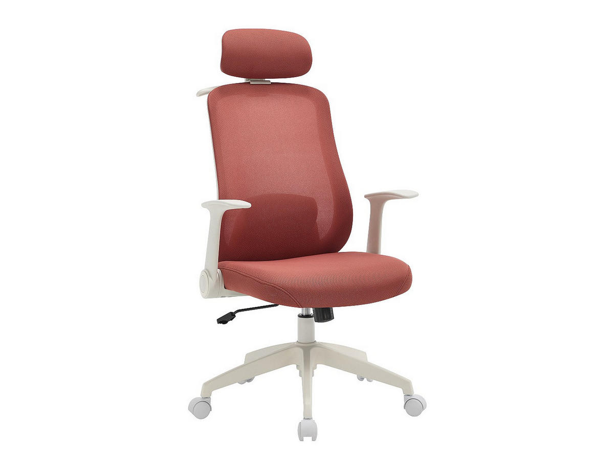 BÜROSESSEL - 64 x 63 - stoff - terracotta, weiß Zyliro - Weiß, Textil (64/117/63cm) - Vente-Unique
