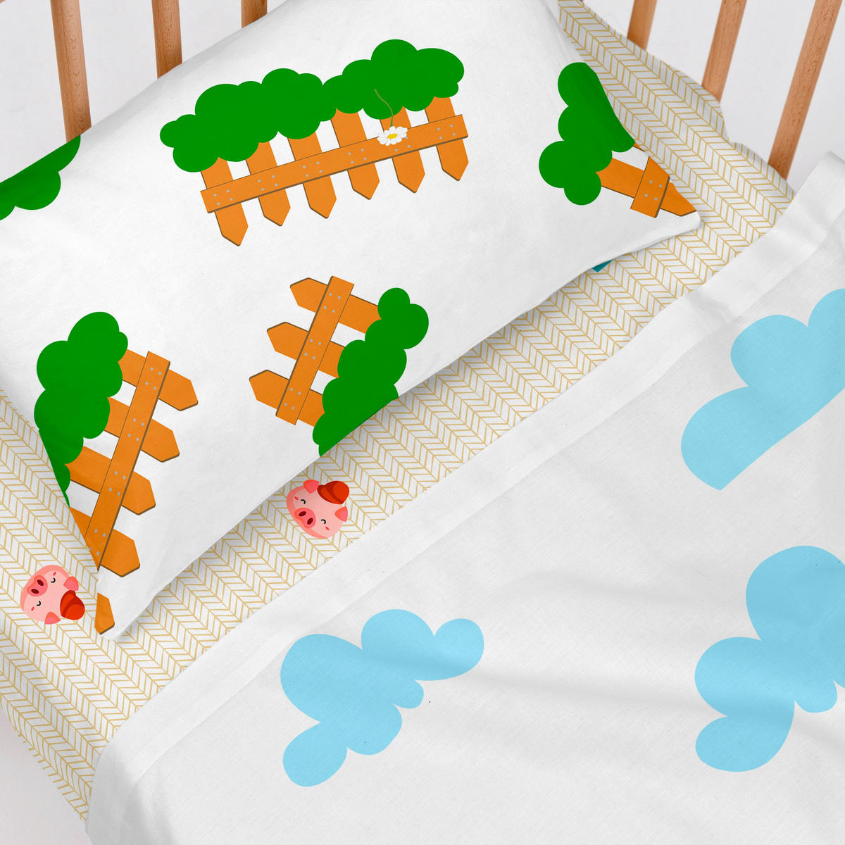 BETTWÄSCHE 2er-Set teiliges piggys 120x180 cm (kinderbett) mehrfarbig - Multicolor, Textil (120/180cm) - Happy Friday