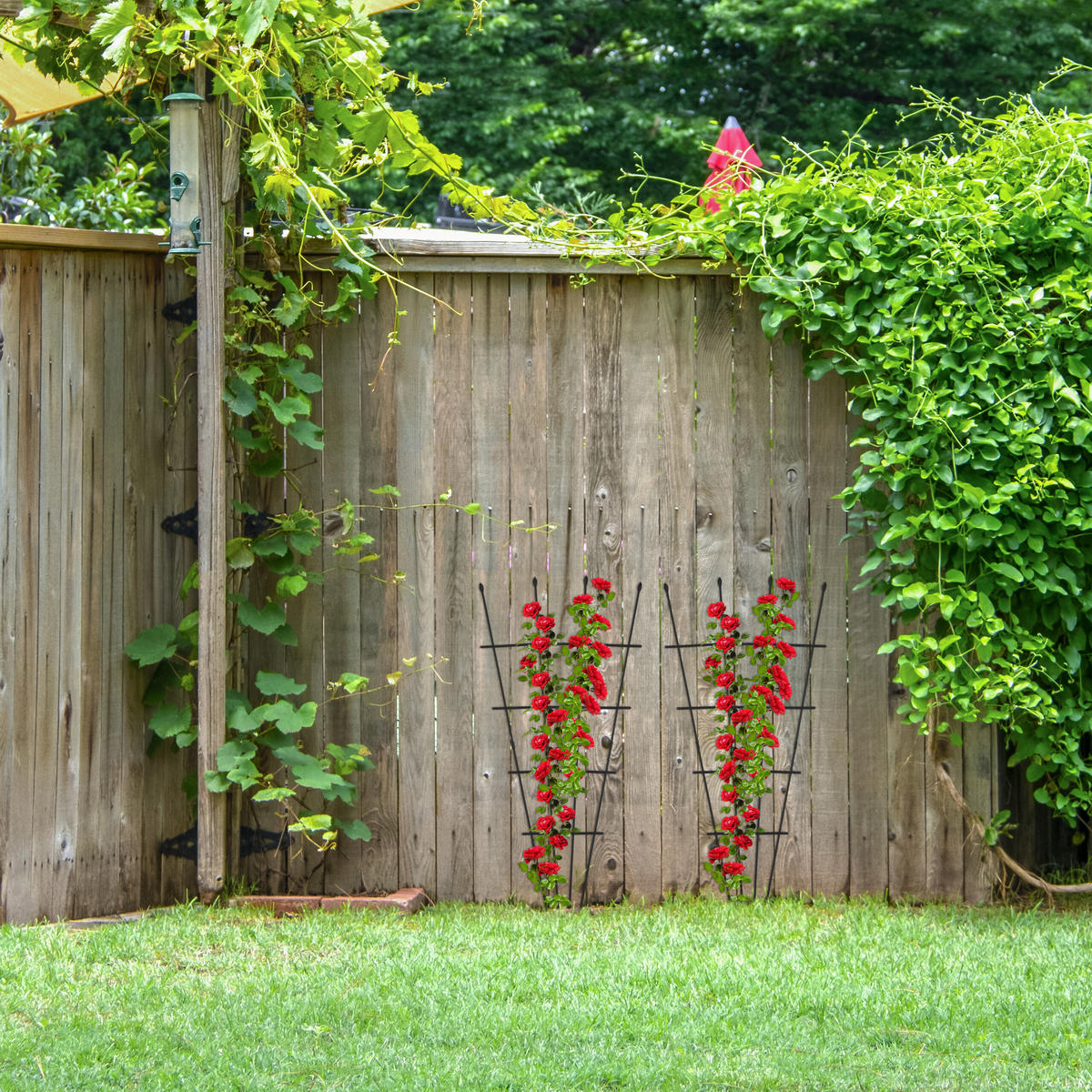 2xRANKGITTER - Schwarz, Kunststoff/Metall (59/122/1.5cm) - Relaxdays