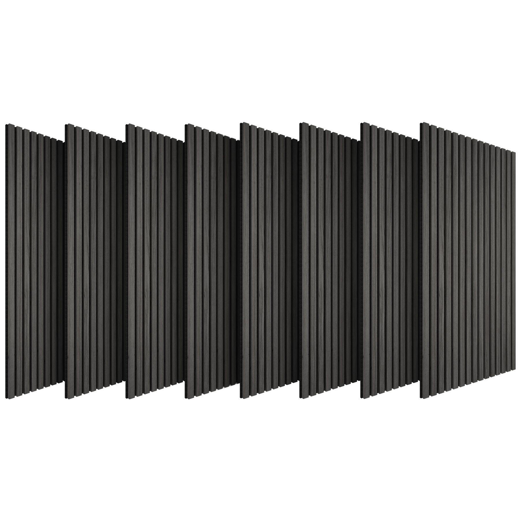 AKUSTIKPANEELE 8er Set Sonic Wall Iv, je 110 x 50 x 1,1 cm, Größe flexibel anpassbar, Eiche schwarz - Schwarz, Holz (50/1.1/110cm) - tectake