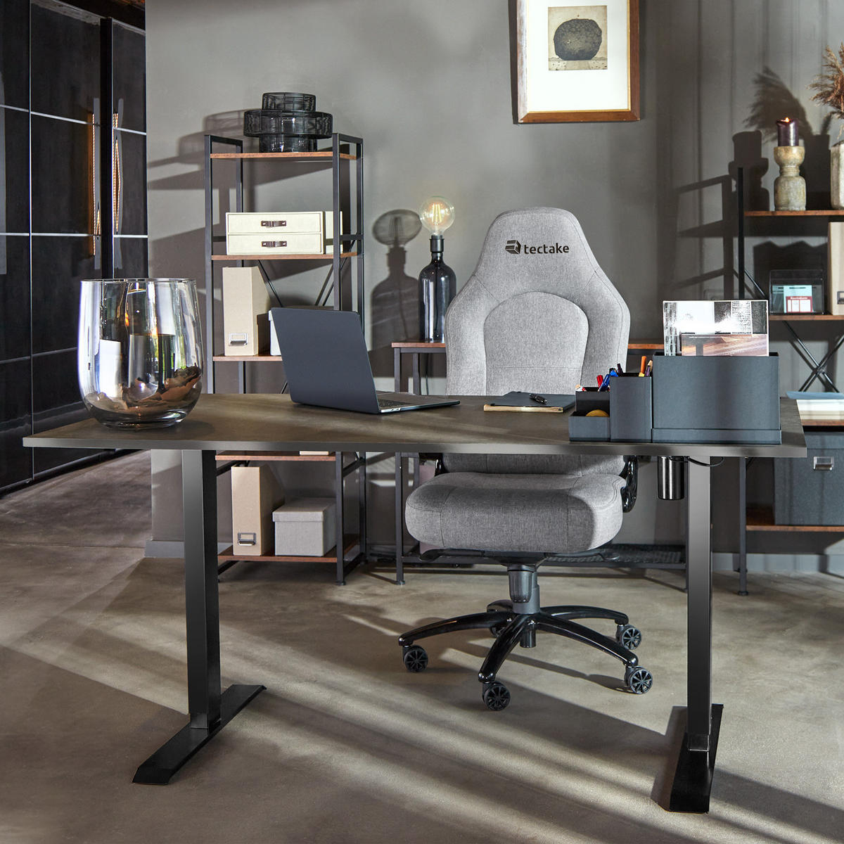 TISCHGESTELL Piotr,85 - 129 x 65 x 71 - 121 cm,schwarz - Schwarz, Metall (129/65/121cm) - tectake