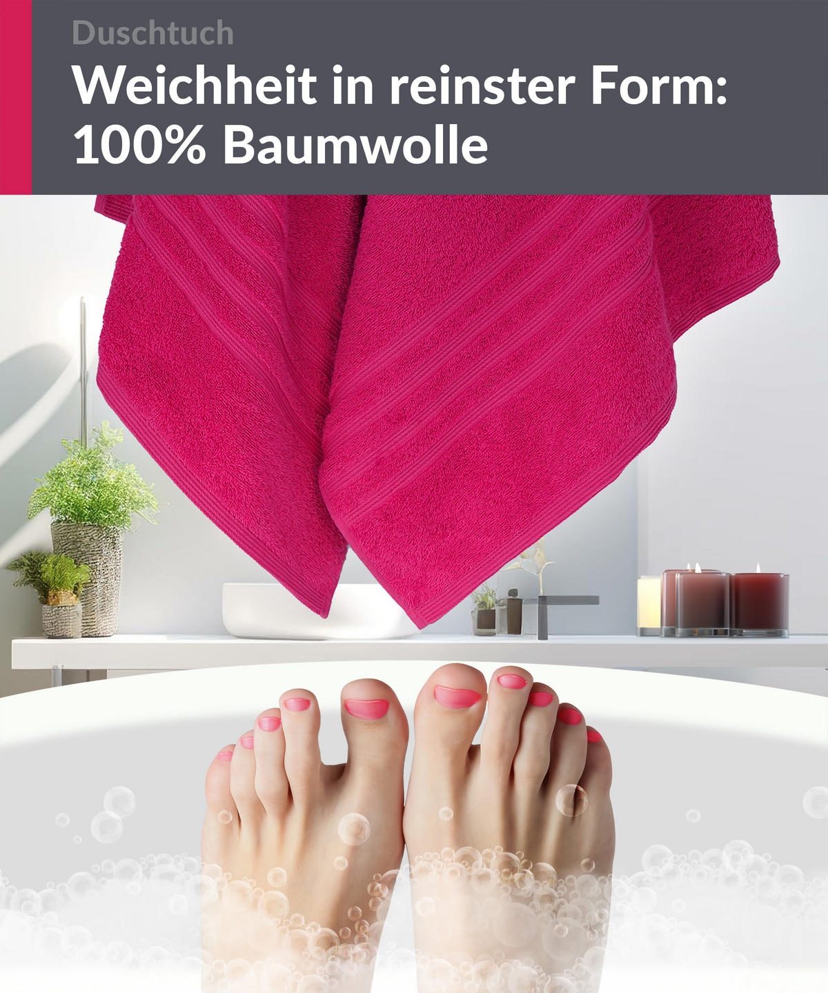 DUSCHTUCH London Rhabarber Rot 2er Set 70x140 - Pink, Textil (70/140cm) - Lashuma