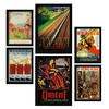 POSTER Set Mit 6 Asien Vollfarbige Illustrationen Von Vintage Tourismus Werbetafeln Aus Der Ganzen Welt Innenarchitektur A3 & A4 Schwarzer Rahmen - Schwarz, Papier (29/3cm) - Nacnic