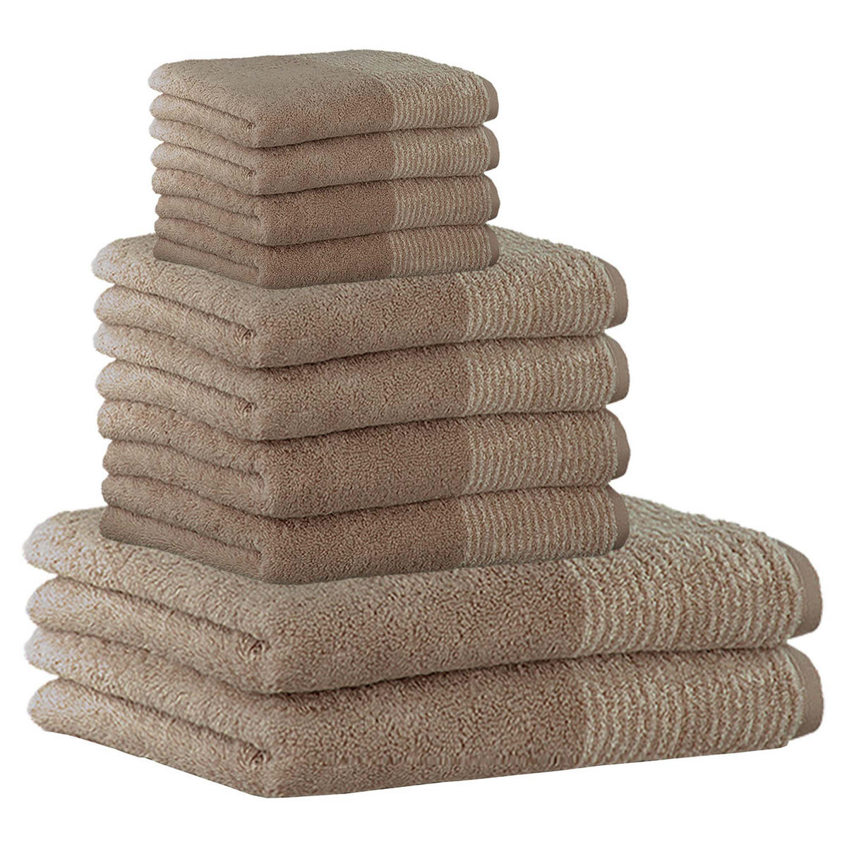 HANDTUCH Unisex Luxury Home C Two-Tone Beige Baumwolle 10er Pack - Sandfarben, Naturmaterialien (200/135cm) - Cawoe
