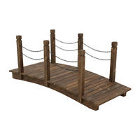 GARTENBRÜCKE Braun Tannenholz Ketten 55x150x67 cm - Braun, Holz/Metall (67/150/55cm) - Relaxdays