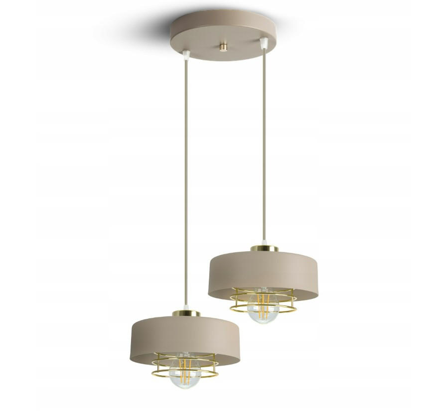 PENDELLEUCHTE ECRU - Beige/Goldfarben, Metall (35/35/100cm) - kiki design