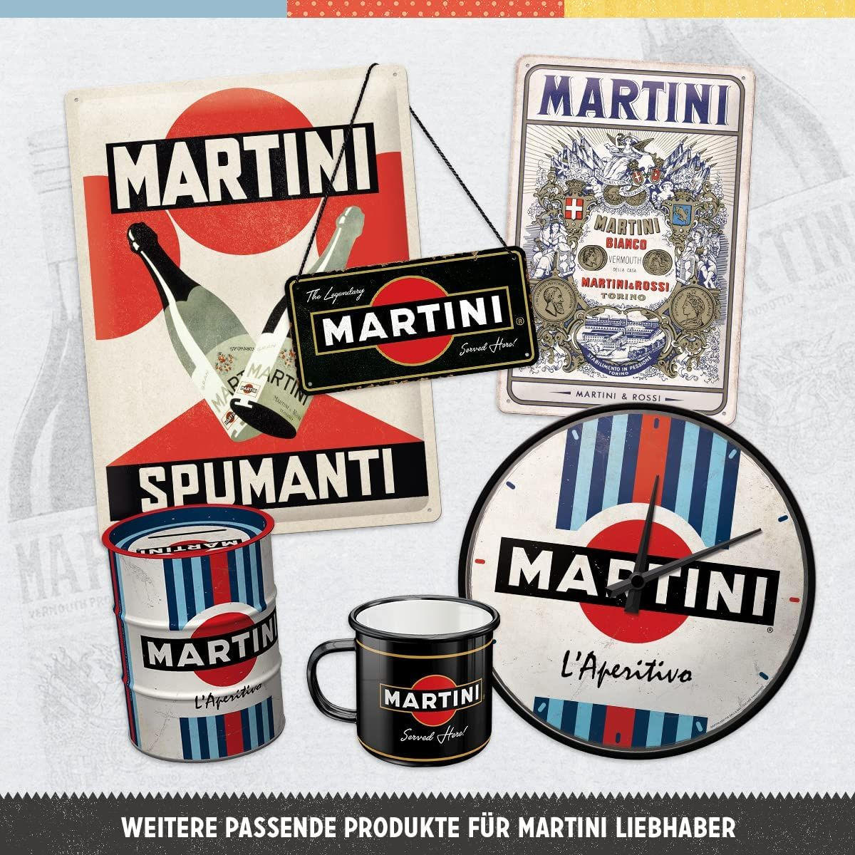 BLECHSCHILD 20/30 cm Martini Bianco Vermouth Label - Multicolor, Metall (20/30/0.2cm) - Nostalgic-Art